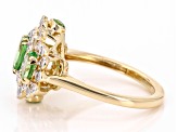 Tsavorite Garnet And White Diamond 14k Yellow Gold 3-Stone Ring 2.28ctw
