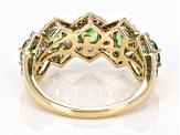 Tsavorite Garnet And White Diamond 14k Yellow Gold Band Ring 2.42ctw