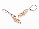 White Diamond 14k Tri-Tone Gold Dangle Earrings 0.25ctw