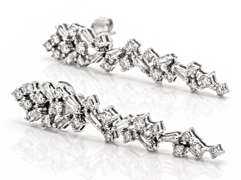 White Diamond 14k White Gold Drop Earrings 1.00ctw