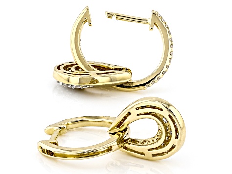 White Diamond 14k Brushed Yellow Gold Dangle Earrings 0.75ctw