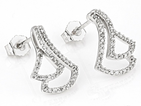 White Diamond 14k White Gold Drop Earrings 0.33ctw