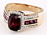 Rhodolite Garnet And White Diamond 14k Yellow Gold Halo Ring 3.66ctw