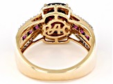 Rhodolite Garnet And White Diamond 14k Yellow Gold Halo Ring 3.66ctw