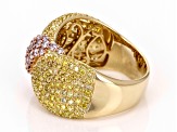 Natural Pink And Yellow Diamond 14k Yellow Gold Wide Band Ring 1.90ctw