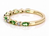 Tsavorite Garnet And White Diamond 14k Yellow Gold Band Ring 0.79ctw