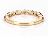 Pink Spinel And White Diamond 14k Yellow Gold Band Ring 0.71ctw