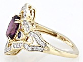 Rhodolite And Tanzanite With White Diamond 14k Yellow Gold Ring 2.29ctw