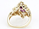 Rhodolite And Tanzanite With White Diamond 14k Yellow Gold Ring 2.29ctw