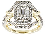 White Diamond 14k Yellow Gold Halo Ring 1.00ctw