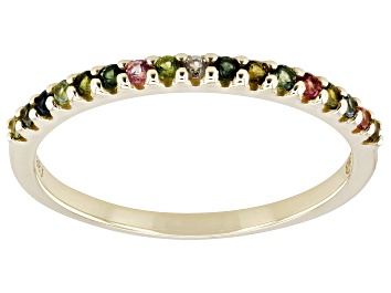 Picture of Multi Color Tourmaline 14k Yellow Gold Band Ring 0.22ctw