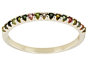 Multi Color Tourmaline 14k Yellow Gold Band Ring 0.22ctw