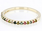 Multi Color Tourmaline 14k Yellow Gold Band Ring 0.22ctw