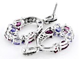 Rhodolite And Tanzanite With Iolite and White Diamond 14k White Gold Pendant Earrings 2.27ctw