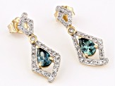Montana Sapphire and White Diamond 14k Yellow Gold Earrings 1.22ctw