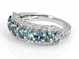 Blue Montana Sapphire and White Diamond 14k White Gold Band Ring 1.97ctw.