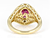 Rhodolite And Pink Spinel With White Diamond 14k Yellow Gold Halo Ring 2.45ctw.