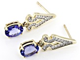 Tanzanite With White And Champagne Diamond 14k Yellow Gold Earrings 2.22ctw