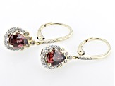 Red Zircon With White Diamond 14k Yellow Gold Teardrop Earrings 3.74ctw