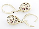 Red Zircon With White Diamond 14k Yellow Gold Teardrop Earrings 3.74ctw