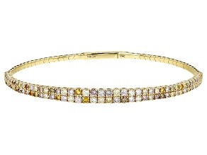Multi-Color Diamond 14k Yellow Gold Bangle Bracelet 3.00ctw