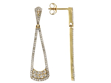 Picture of White Diamond 14k Yellow Gold Dangle Earrings .75ctw.