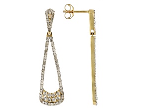 White Diamond 14k Yellow Gold Dangle Earrings .75ctw.