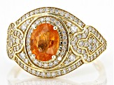Spessartite Garnet And White Diamond 14k Yellow Gold Halo Ring 1.97ctw