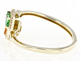 Tsavorite And Mandarin Garnet With Champagne And White Diamond 14k Yellow Gold Ring .82ctw