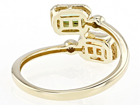 Tsavorite And Mandarin Garnet With Champagne And White Diamond 14k Yellow Gold Ring .82ctw