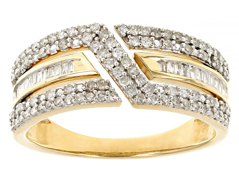 White Diamond 14k Yellow Gold Band Ring 1.00ctw