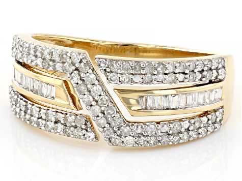 White Diamond 14k Yellow Gold Band Ring 1.00ctw