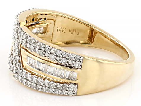 White Diamond 14k Yellow Gold Band Ring 1.00ctw