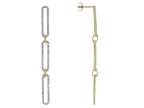 White Diamond 14k Yellow Gold Paperclip Earrings 1.00ctw