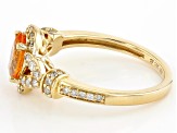 Spessartite Garnet With White Diamond 14k Yellow Gold Halo Design Ring 1.14ctw