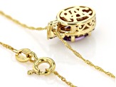 Lavender Spinel And White Diamond 14k Yellow Gold Halo Pendant With 18" Chain 0.71ctw