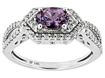 Picture of Lavender And Pink Spinel With White Diamond 14k White Gold Halo Design Ring 1.00ctw
