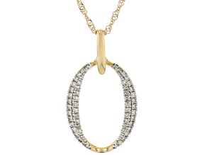 White Diamond 14k Yellow Gold Open Design Pendant And Chain 0.18ctw