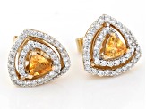 Spessartite Garnet And White Diamond 14k Yellow Gold Earrings .84ctw