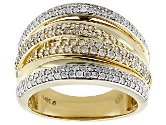 White Diamond 14k Yellow Gold Ring 0.90ctw