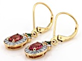 Pink And Green Tourmaline With White Diamond 14k Yellow Gold Dangle Earrings 1.27ctw