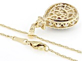 Grape Color Garnet With Champagne And White Diamond 14k Yellow Gold Pendant With Chain 2.17ctw