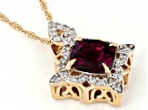 Grape Color Garnet And White Diamond 14k Yellow Gold Pendant With Chain 1.96ctw