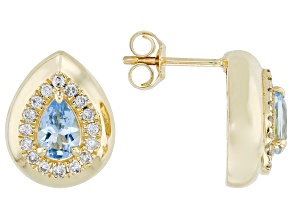 Santa Maria Aquamarine And White Diamond 14k Yellow Gold Teardrop Design Earrings 0.89ctw