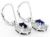 Blue Kyanite And White Diamond 14k White Gold Dangle Earrings 1.13ctw