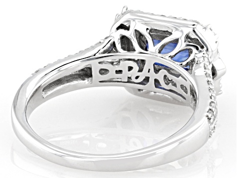 Blue Kyanite And White Diamond 14k White Gold  Ring 1.60ctw