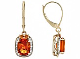 Madeira Citrine And Orange Sapphire with White Diamond 14k Yellow Gold Earrings 2.65ctw