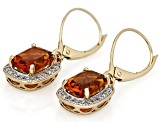 Madeira Citrine And Orange Sapphire with White Diamond 14k Yellow Gold Earrings 2.65ctw