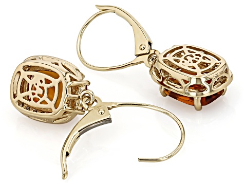 Madeira Citrine And Orange Sapphire with White Diamond 14k Yellow Gold Earrings 2.65ctw