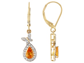 Spessartite Garnet And White Diamond 14k Yellow Gold Butterfly Earrings 1.13ctw